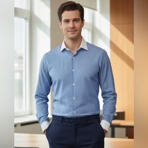 Donald J. Trump Signature Collection Blue Striped Non-Iron Dress Shirt